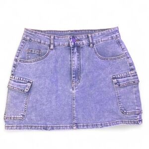 Denim Pencil Cargo Mini Skirt
